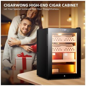 Adega Refrigerada Elétrica Cigarwong 50L Preta com Controle de Temperatura e Umidade 240V