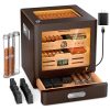 Humidor Charutos XIFEI Marrom Escuro Iluminação LED Gavetas Cedro Digital 80 100 Charutos
