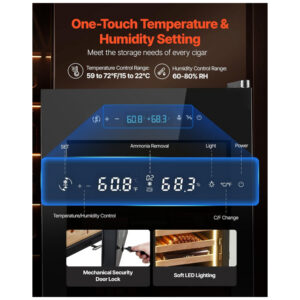 Humidor Elétrico VEVOR 70L Preto Controle Digital Temperatura Umidade 110V