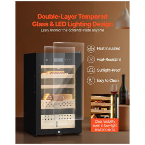 Humidor Elétrico VEVOR 70L Preto Controle Digital Temperatura Umidade 110V