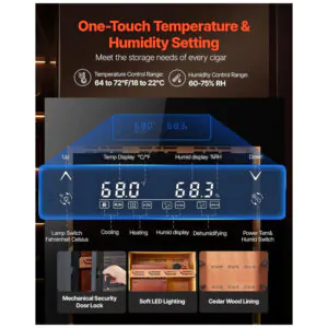 Armário Umidor Elétrico VEVOR 288L para Charutos com Controle de Temperatura e Umidade