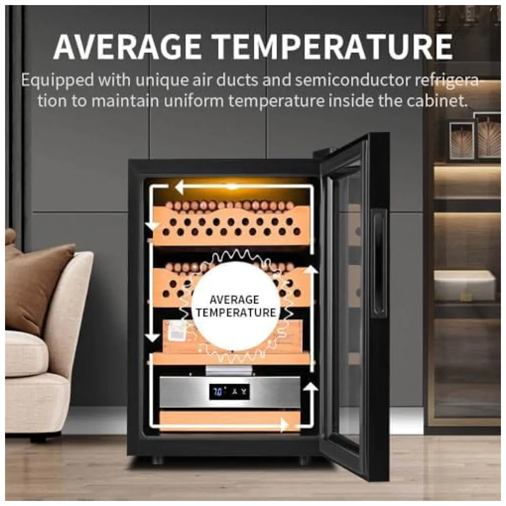 Humidor para Charutos PPOIUYK Dourado 50L Controle Inteligente de Temperatura e Umidade 110V