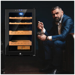 Humidor Elétrico Velieta 70L Preto para 400 Charutos com Controle Digital de Temperatura e Umidade 115V