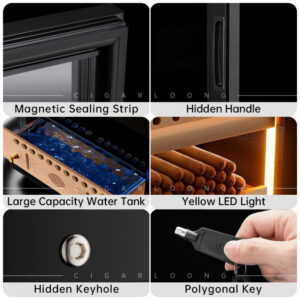 Humidor para Charutos YDBMY com Controle por App, Capacidade 1000 Charutos, 138L, Regulagem de Temperatura 12 22 C, 110V