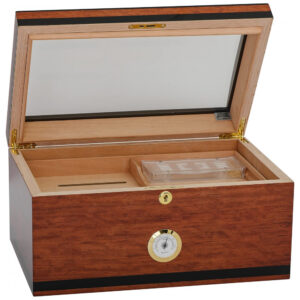 Humidor para Charutos Aveiro Supreme Madeira Cerejeira com Tampa de Vidro 80 125 Charutos