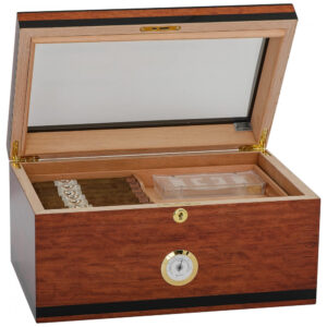Humidor para Charutos Aveiro Supreme Madeira Cerejeira com Tampa de Vidro 80 125 Charutos