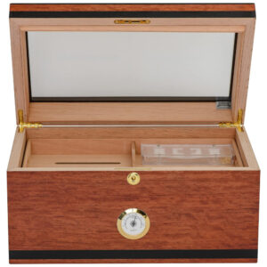 Humidor para Charutos Aveiro Supreme Madeira Cerejeira com Tampa de Vidro 80 125 Charutos