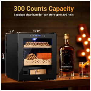 Humidor Elétrico Velieta Preto 50L para 300 Charutos com Controle Digital de Temperatura e Umidade 115V