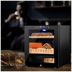 Humidor Elétrico Velieta Preto 50L para 300 Charutos com Controle Digital de Temperatura e Umidade 115V