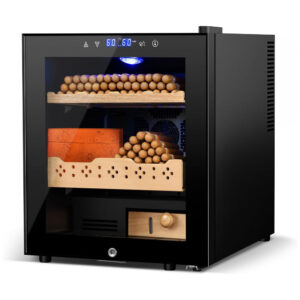 Humidor Elétrico Velieta Preto 50L para 300 Charutos com Controle Digital de Temperatura e Umidade 115V
