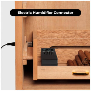 Humidor Woodronic Ébano Brilhante 250 Charutos Gaveta Acessórios Trava LED