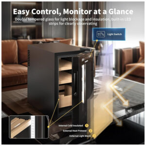 Humidor Elétrico NEEDONE 23L Preto Controle Climático Inteligente Cedro Espanhol 110V