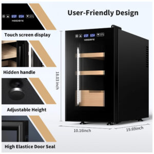 Humidor Elétrico NEEDONE 23L Preto Controle Climático Inteligente Cedro Espanhol 110V