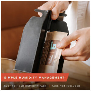 CASE ELEGANCE Cylindor Humidor Tupperdor Hermético com Higrômetro Digital, Tampa de Madeira Ashwood e Sistema Divisor Capacidade para 25 35 Charutos