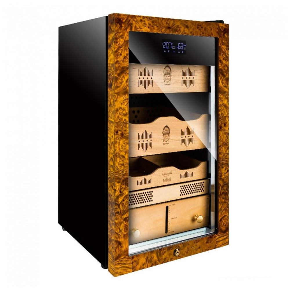 Gabinete Humidor HYUIO Preto Capacidade 250 Charutos Controle Eletrônico Temperatura 110V