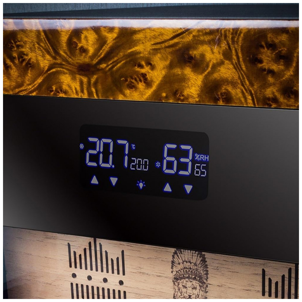 Gabinete Humidor HYUIO Preto Capacidade 250 Charutos Controle Eletrônico Temperatura 110V
