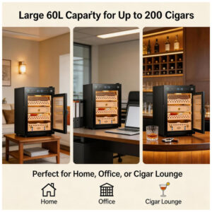 Humidor Elétrico PRECISTECH com Trava Biométrica 200 Cigarros 60L WiFi 240V