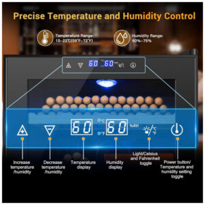 Humidor Elétrico Velieta Aço Inoxidável Preto 50L 300 Charutos Controle Digital Temperatura Umidade 115V