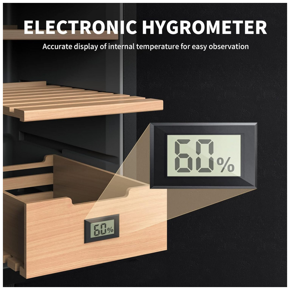Humidor Elétrico NEEDONE 23L com Controle de Temperatura e Humidade Silencioso Preto para 150 Charutos 110V