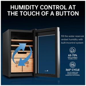 Gabinete Humidificador KingChii 58L Preto Controle Temperatura Umidade Cedro Espanhol