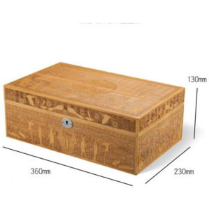 Humidor HANDIYA Dourado 70 Charutos com Higrômetro e Madeira de Cedro 36x23x13cm