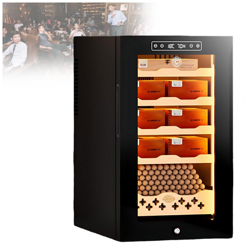 Humidor Elétrico PRECISTECH 46L Preto para 200 Charutos com Controle de Temperatura e Umidade 240V