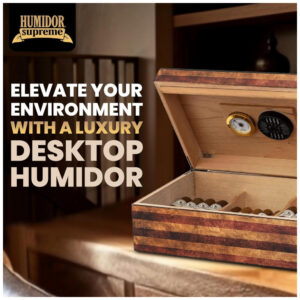 Humidor Old Glory Quality Importers Azul com Bandeira Americana Envelhecida Capacidade 25 50 Charutos
