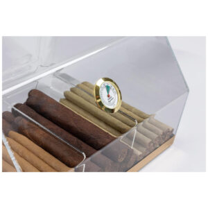 Humidor para Charutos Prestige Import Group Laurence V2 Transparente 3 Compartimentos com Higrômetro para até 75 Charutos