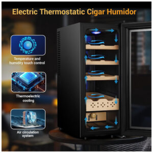 Humidor Elétrico Velieta 35L Aço Inoxidável Controle Digital Temperatura e Umidade 110V