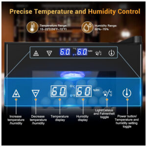 Humidor Elétrico Velieta 35L Aço Inoxidável Controle Digital Temperatura e Umidade 110V