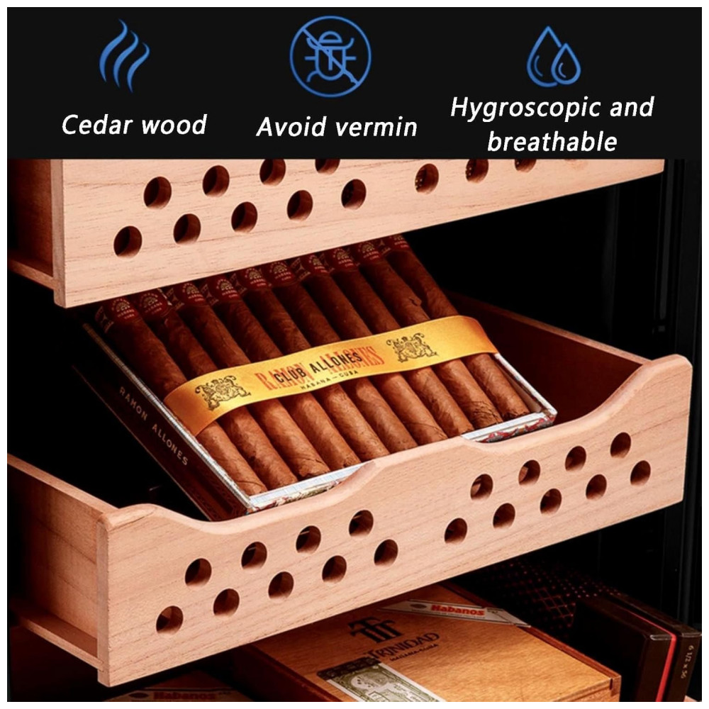 Humidor Refrigerado CFDZCP Preto 50L Para 200 300 Charutos com Controle Temperatura 110V