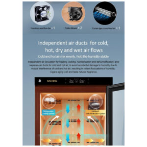 Humidor Elétrico RACHING C230A Madeira Cerejeira 1200 Charutos Controle Digital 110V