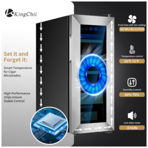 Humidor para Charutos KingChii BW 35S Prateado 35L com Controle de Temperatura e Umidade 110V