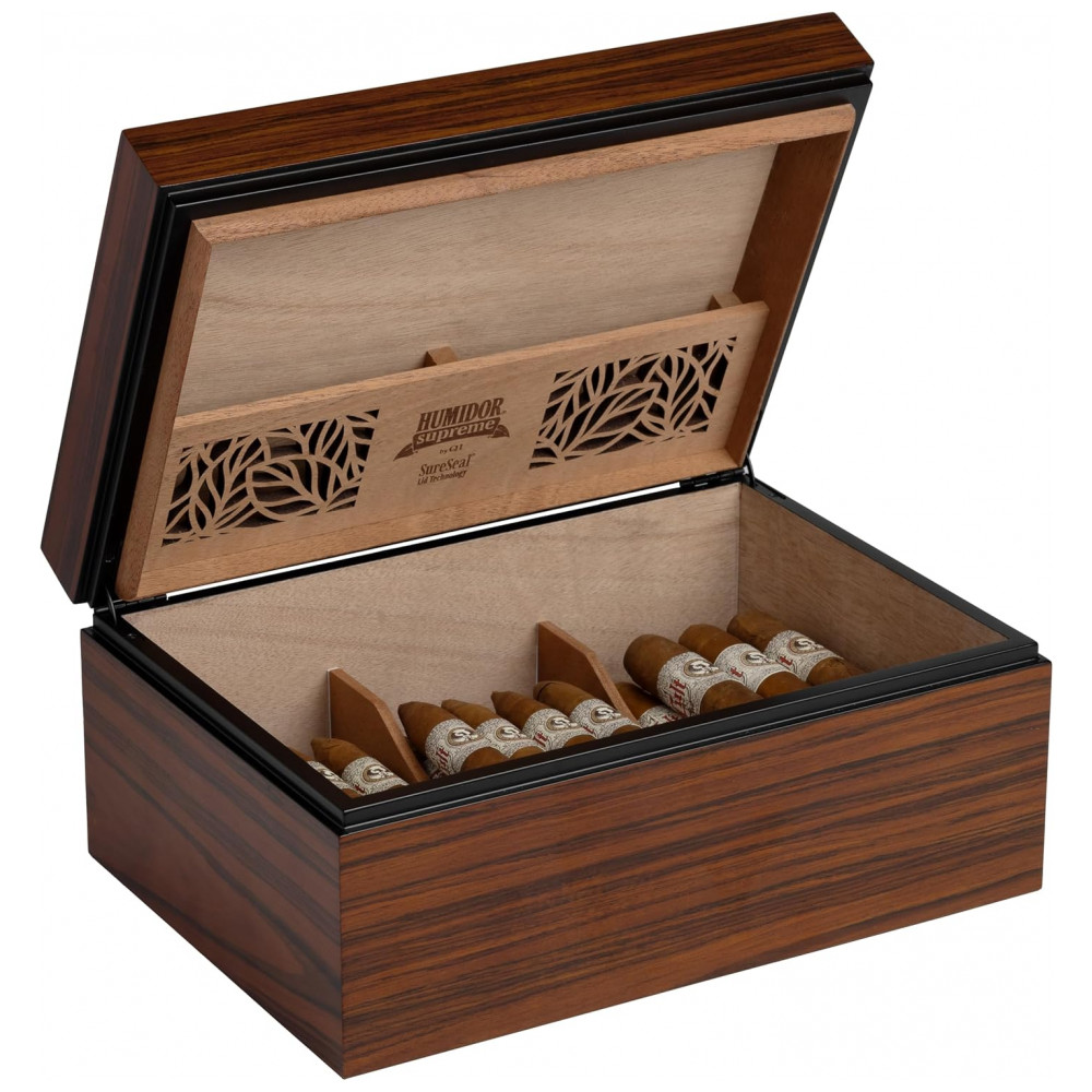 Humidor Desktop Dane Médio Madeira Rosewood Capacidade 56 100 Charutos Cedro Espanhol