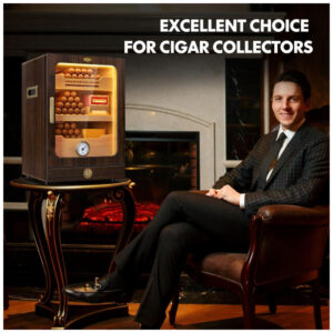 Humidor de Charutos Tesonway Cabinet Nogueira com Iluminação LED, Higrômetro e Gaveta de Acessórios
