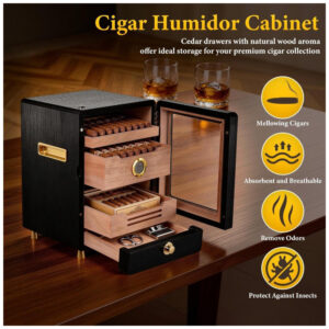 Humidor Elétrico Generic Preto 16 Litros 3 Prateleiras Ajustáveis Higrômetro 110V