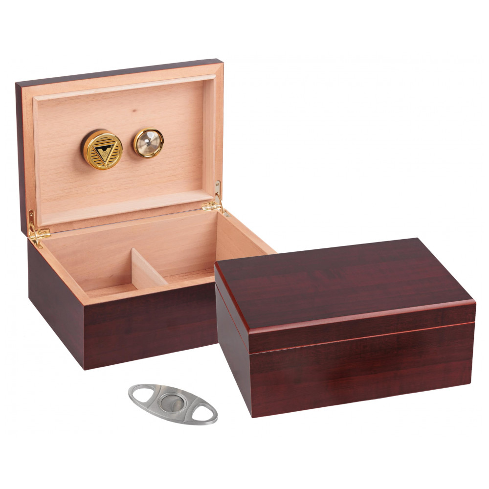 Prestige Import Group Executive Humidor de Cerejeira com Cortador de Charutos Guillotine em Aço Inoxidável