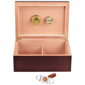 Prestige Import Group Executive Humidor de Cerejeira com Cortador de Charutos Guillotine em Aço Inoxidável