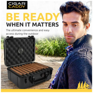 Humidor de Viagem Cigar Caddy 40 Charutos Preto Fosco Impermeável à Prova d Água