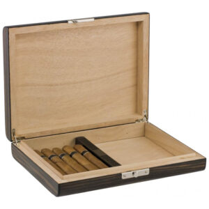 Humidor de Viagem Visol Timber Madeira Ébano para 24 Charutos com Umidificador