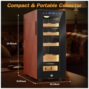 Gabinete Humidor Elétrico Velivi Preto com Controle Digital de Temperatura e Umidade 35 Litros 115V