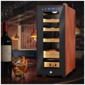 Gabinete Humidor Elétrico Velivi Preto com Controle Digital de Temperatura e Umidade 35 Litros 115V