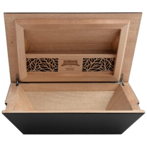 Humidor Supreme Aria Preto Angulares Cedro Espanhol 40 80 Charutos