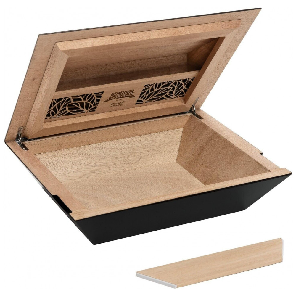 Humidor Supreme Aria Preto Angulares Cedro Espanhol 40 80 Charutos