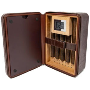 Umidor Portátil Prestige Import Group Manhattan XL Marrom com Kit Completo para Charutos e Acessórios 23 cm