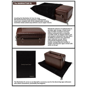 Umidor Portátil Prestige Import Group Manhattan XL Marrom com Kit Completo para Charutos e Acessórios 23 cm