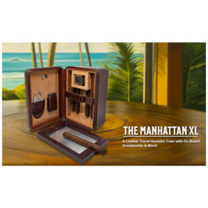 Umidor Portátil Prestige Import Group Manhattan XL Marrom com Kit Completo para Charutos e Acessórios 23 cm