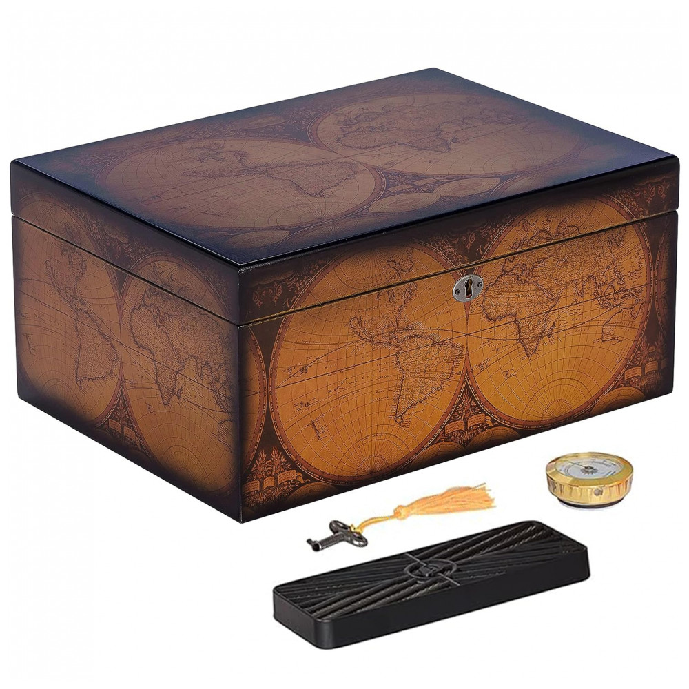 Humidor de Charutos Quality Importers Nogueira Antique Cedro Espanhol 100 Charutos