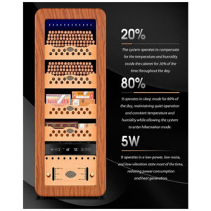 Humidor Elétrico PA DABAOO Preto Capacidade 500 Charutos Controle Digital Temperatura Umidade 110V