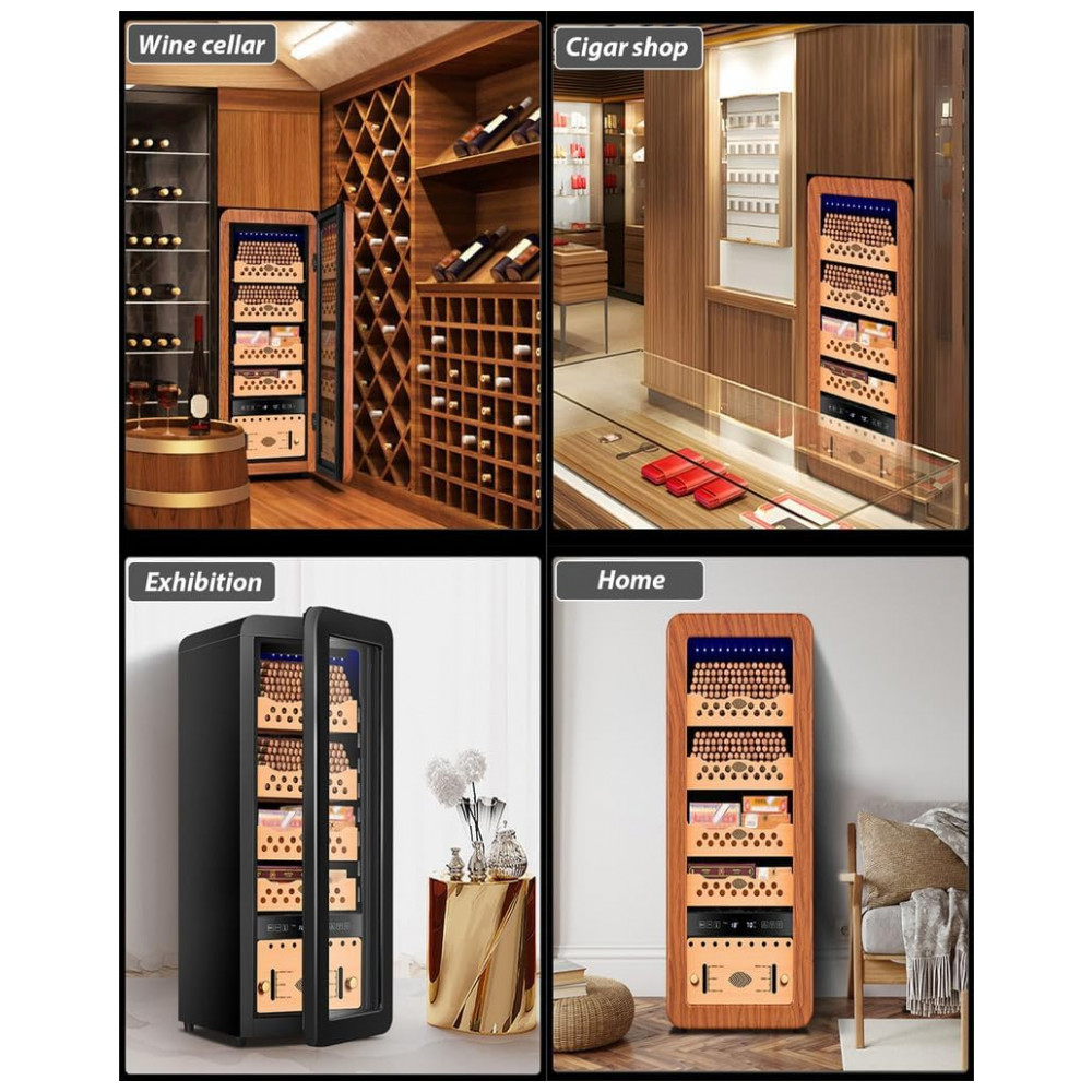 Humidor Elétrico PA DABAOO Preto Capacidade 500 Charutos Controle Digital Temperatura Umidade 110V